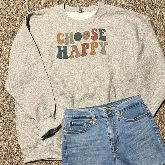Tops | Choose Happy Crewneck | Poshmark